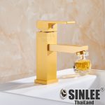 VÒI LAVABO SINLEE HỢP KIM NANO VUÔNG VÀNG 20CM 1